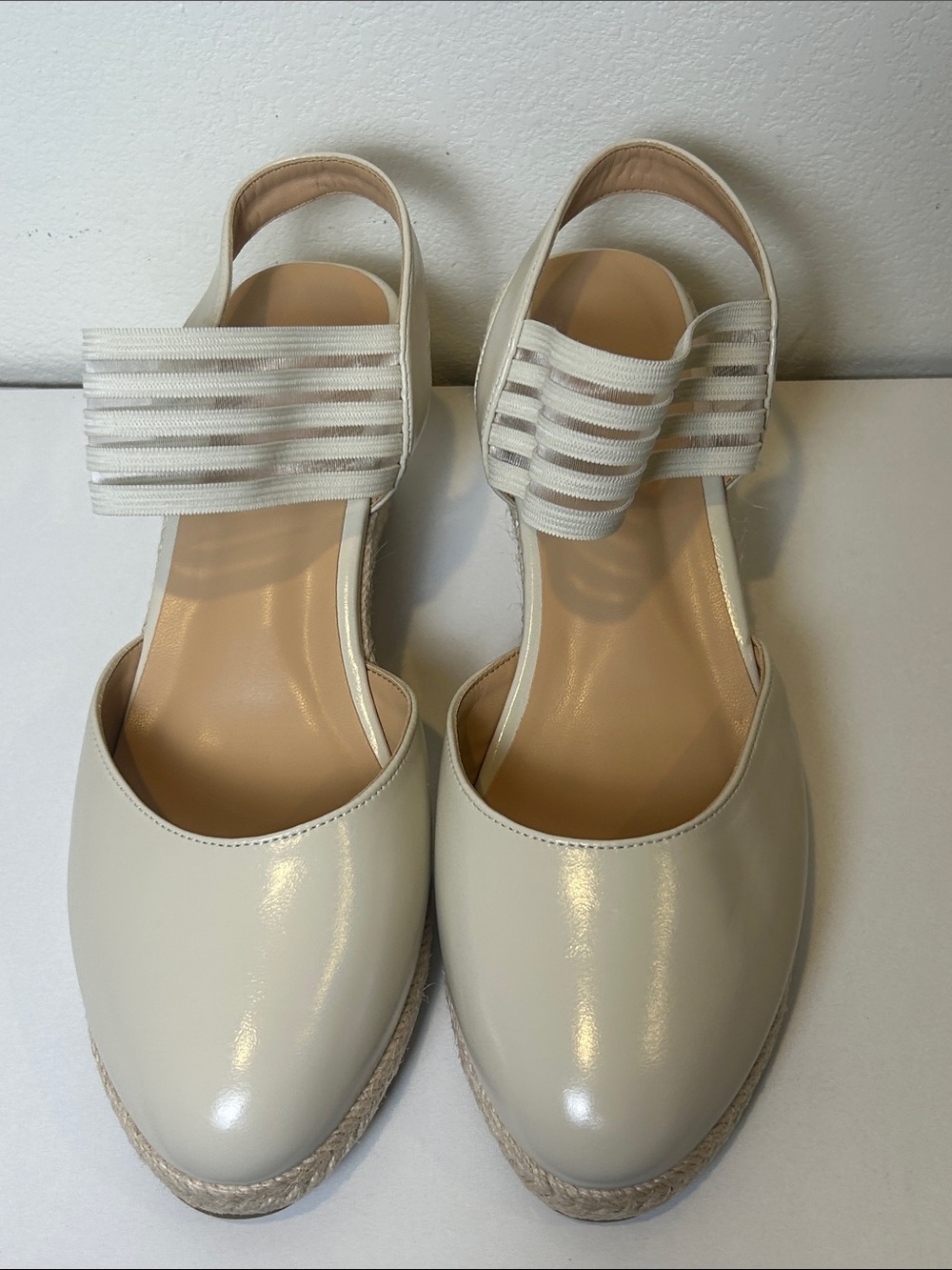 Aomigut Beige Espadrille Wedge Slingback Sandals Size 9 New